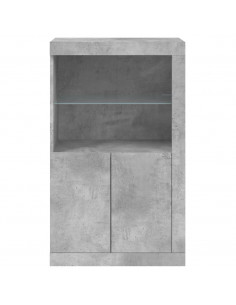 Armadietto con Luci LED Grigio Cemento in Legno Multistrato 2