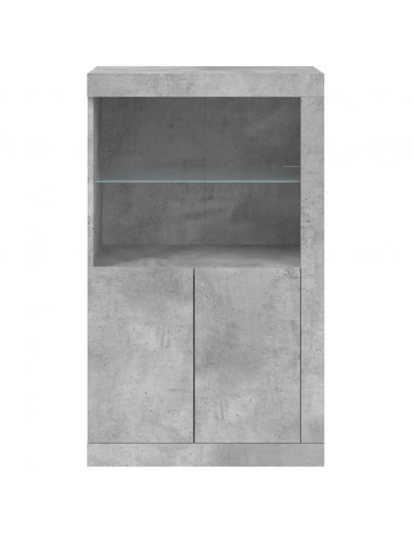 Armadietto con Luci LED Grigio Cemento in Legno Multistrato