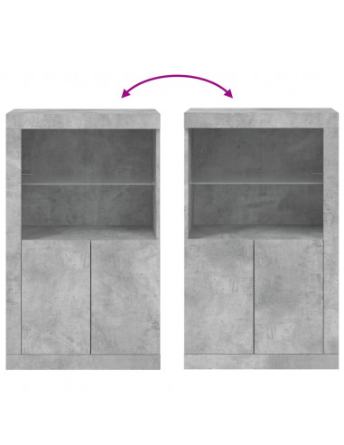 Armadietto con Luci LED Grigio Cemento in Legno Multistrato
