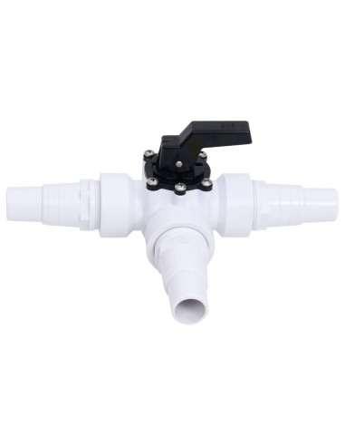 Valvola a Sfera a 3 Vie per Piscina Bianco e Nero