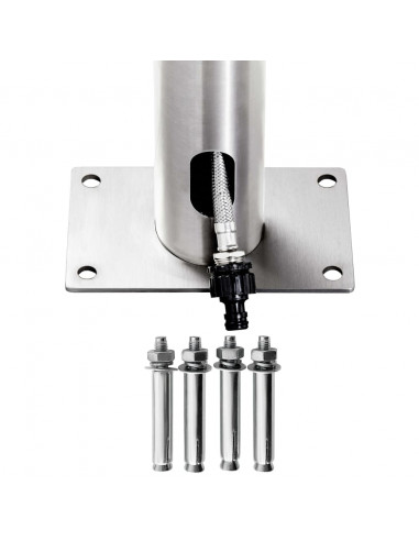 Doccia da Giardino con Base Grigia 230 cm in Acciaio Inox