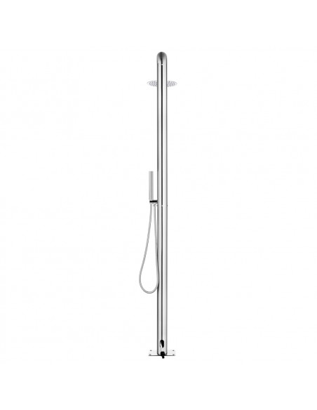 Doccia da Giardino con Base Grigia 230 cm in Acciaio Inox