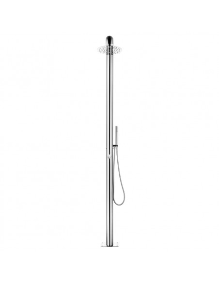 Doccia da Giardino con Base Marrone 230 cm in Acciaio Inox