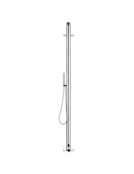 Doccia da Giardino con Base Marrone 230 cm in Acciaio Inox