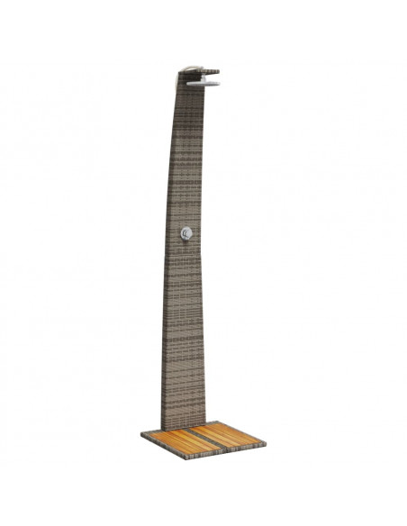 Doccia da Esterno Grigia 55x60x224 cm Polyrattan e Legno Acacia