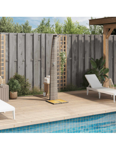 Doccia da Esterno Grigia 55x60x224 cm Polyrattan e Legno Acacia