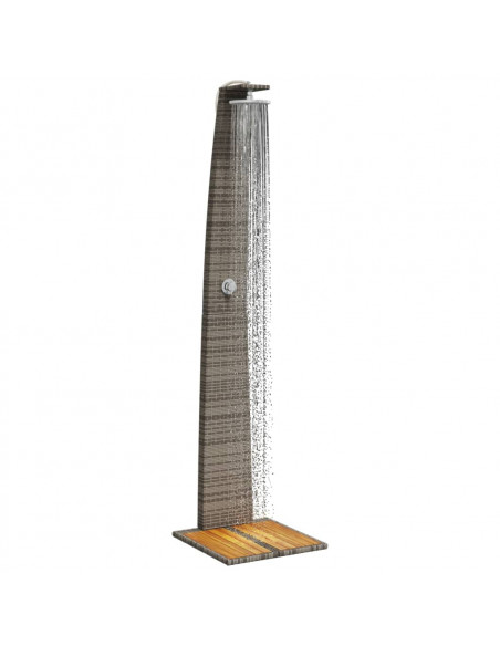 Doccia da Esterno Grigia 55x60x224 cm Polyrattan e Legno Acacia