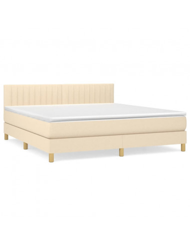 Giroletto a Molle con Materasso Crema 180x200 cm in Tessuto