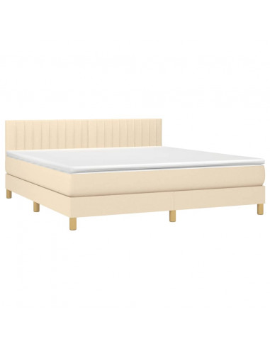 Giroletto a Molle con Materasso Crema 180x200 cm in Tessuto