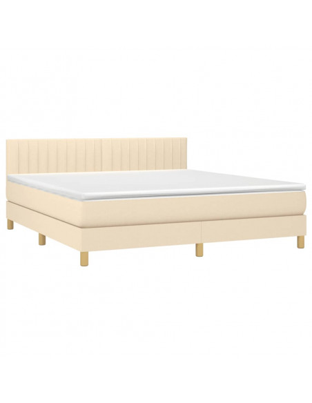 Giroletto a Molle con Materasso Crema 180x200 cm in Tessuto