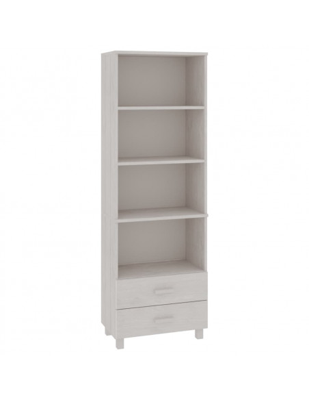 Credenza HAMAR Bianca 60x35x180 cm in Legno Massello di Pino