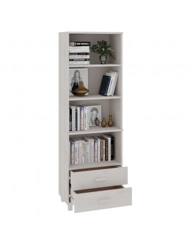 Credenza HAMAR Bianca 60x35x180 cm in Legno Massello di Pino