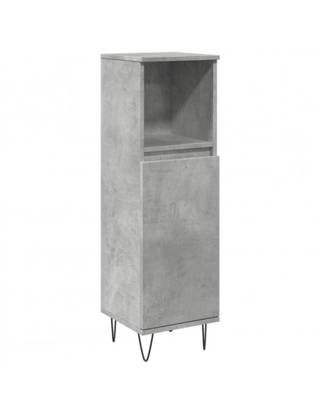 Armadietto Bagno Grigio Cemento 30x30x100 cm Legno Multistrato