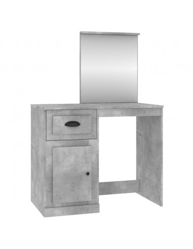 Toeletta Specchio Grigio Cemento 90x50x132,5 Legno Multistrato