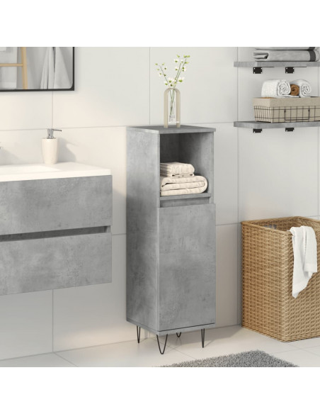 Armadietto Bagno Grigio Cemento 30x30x100 cm Legno Multistrato