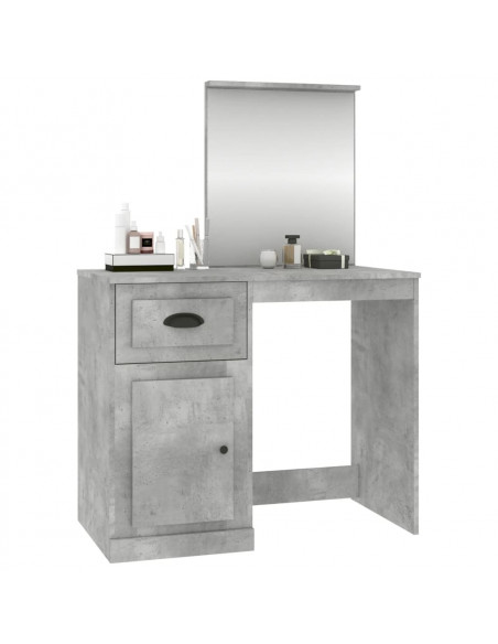 Toeletta Specchio Grigio Cemento 90x50x132,5 Legno Multistrato