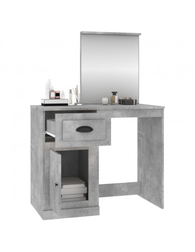 Toeletta Specchio Grigio Cemento 90x50x132,5 Legno Multistrato
