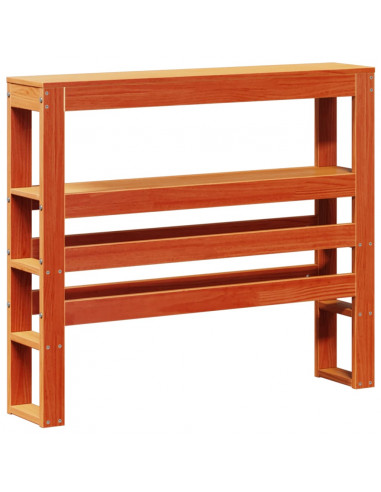 Testiera con Ripiani Marrone Cera 90 cm Legno Massello di Pino