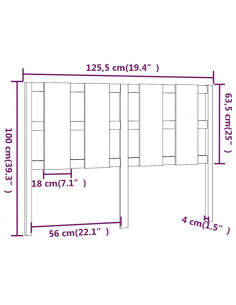 Testiera Letto 125,5x4x100 cm in Legno Massello di Pino