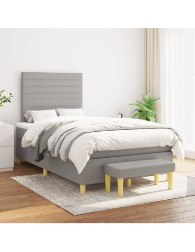 Giroletto a Molle con Materasso Grigio Chiaro 120x190cm Tessuto