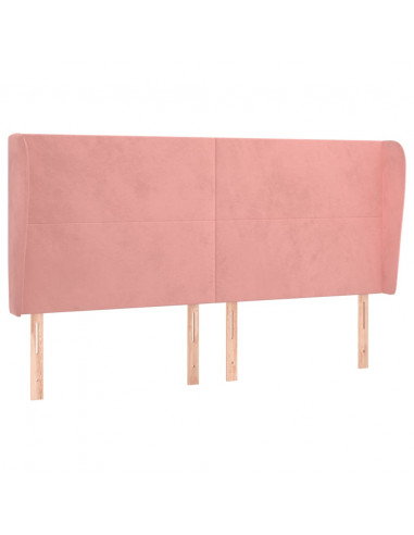 Testiera ad Orecchio Rosa 203x23x118/128 cm in Velluto