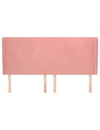 Testiera ad Orecchio Rosa 203x23x118/128 cm in Velluto