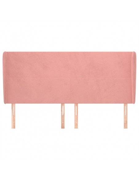 Testiera ad Orecchio Rosa 203x23x118/128 cm in Velluto