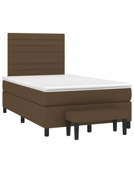 Giroletto a Molle con Materasso Marrone Scuro 120x190cm Tessuto