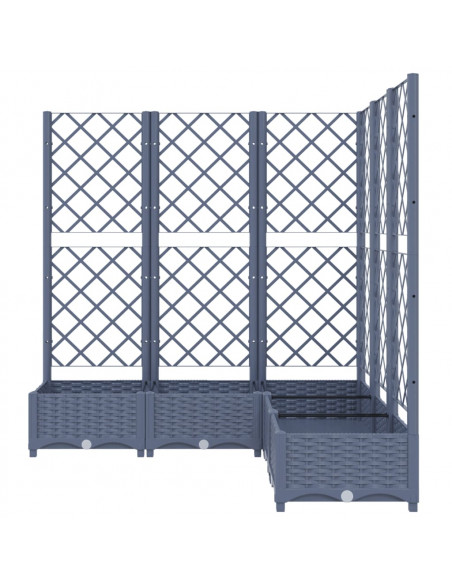 Fioriera Giardino e Graticcio Grigio Scuro 120x120x121,5 cm PP