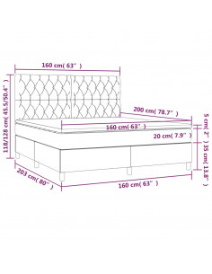 Giroletto a Molle con Materasso Marrone Scuro 160x200cm Tessuto 2