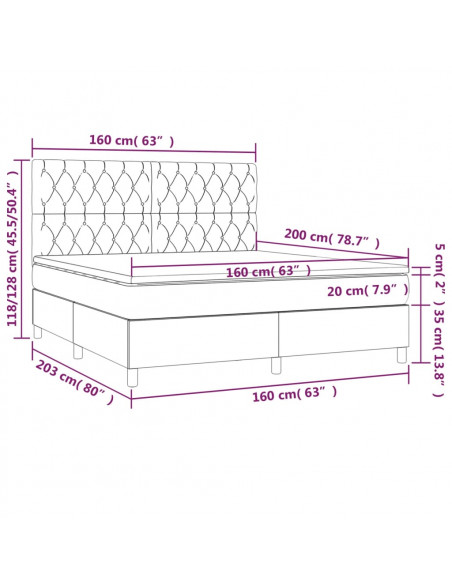 Giroletto a Molle con Materasso Marrone Scuro 160x200cm Tessuto