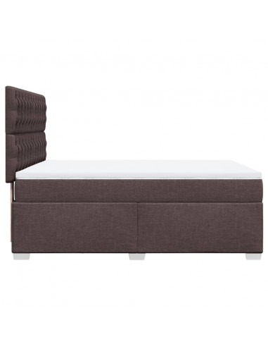 Giroletto a Molle con Materasso Marrone Scuro 160x200cm Tessuto