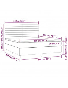Giroletto a Molle con Materasso Marrone Scuro 160x200cm Tessuto 2