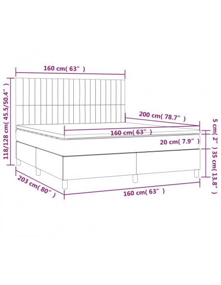 Giroletto a Molle con Materasso Marrone Scuro 160x200cm Tessuto
