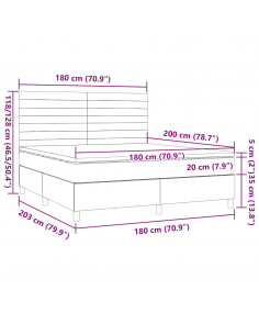 Giroletto a Molle con Materasso Marrone Scuro 180x200cm Tessuto 2