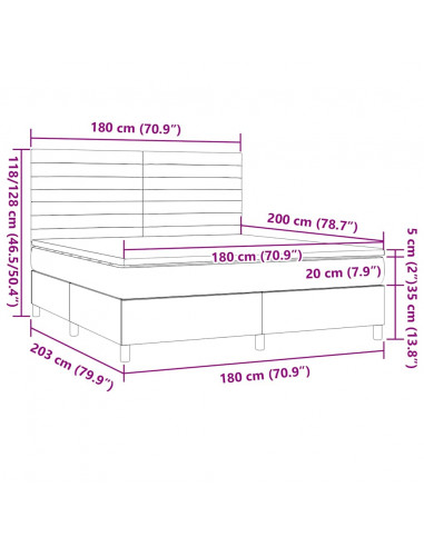 Giroletto a Molle con Materasso Marrone Scuro 180x200cm Tessuto