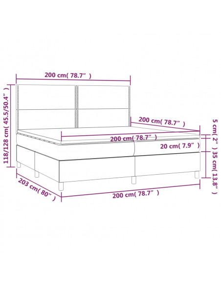 Giroletto a Molle con Materasso Marrone Scuro 200x200cm Tessuto