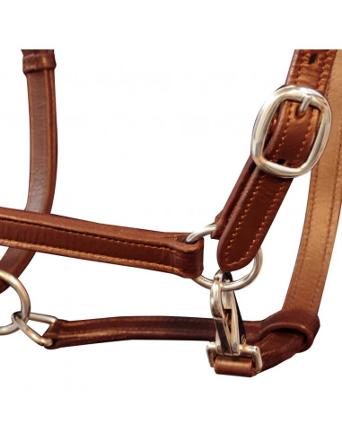 Cavezza cuoio naturale regolabile per stalla marrone per pony