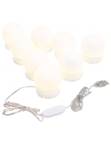 Applique Specchio 8 Lampadine LED Bianco Caldo e Bianco Freddo