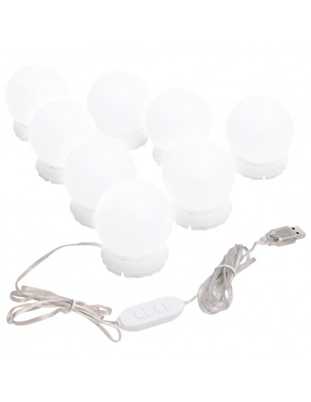 Applique Specchio 8 Lampadine LED Bianco Caldo e Bianco Freddo