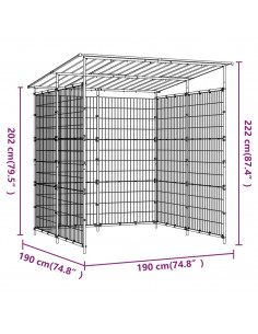 Tettoia per Biciclette 190x190x222 cm in Acciaio Nero