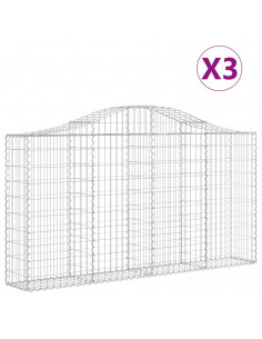 Cesti Gabbioni ad Arco 3 pz 200x30x100/120 cm Ferro Zincato 2