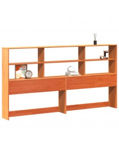 Testiera con Ripiani Marrone Cera 200 cm in Legno di Pino 2