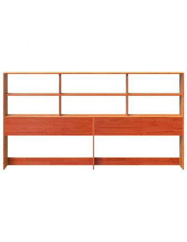 Testiera con Ripiani Marrone Cera 200 cm in Legno di Pino