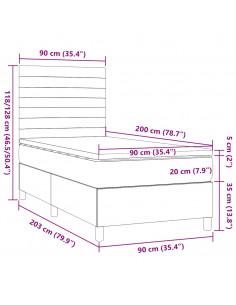 Giroletto a Molle con Materasso Marrone Scuro 90x200 cm Tessuto