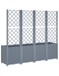 Fioriera da Giardino con Traliccio Grigia 160x40x140 cm in PP