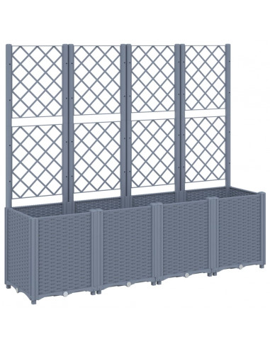 Fioriera da Giardino con Traliccio Grigia 160x40x140 cm in PP