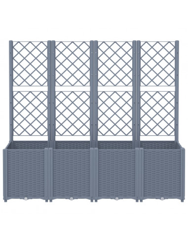 Fioriera da Giardino con Traliccio Grigia 160x40x140 cm in PP