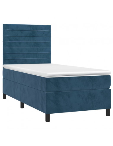 Giroletto a Molle con Materasso Blu Scuro 80x200 cm in Velluto