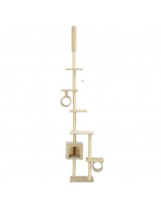 Albero per Gatti con Pali Tiragraffi in Sisal 260 cm Beige 2